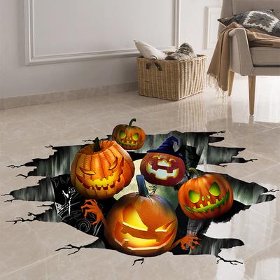 3D Halloween Wall Decals Removable, Pumpkin Halloween Wall Stickers Halloween Floor Decals, Scary Wall Decals Stickers Decorations for Bedroom, Halloween Wall Window Stickers Clings for Glass Window