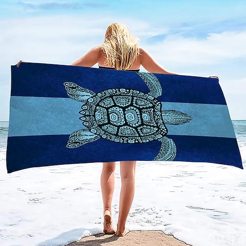 Sommer-Strandtuch, schnelltrocknend, tropisches, böhmisches Regenwald-Meeresschildkröten-Pflanzentuch, weiches und schnelltrocknendes Strandtuch, super saugfähig, weiche Mikrofaser, Sandpool, Bad, Image