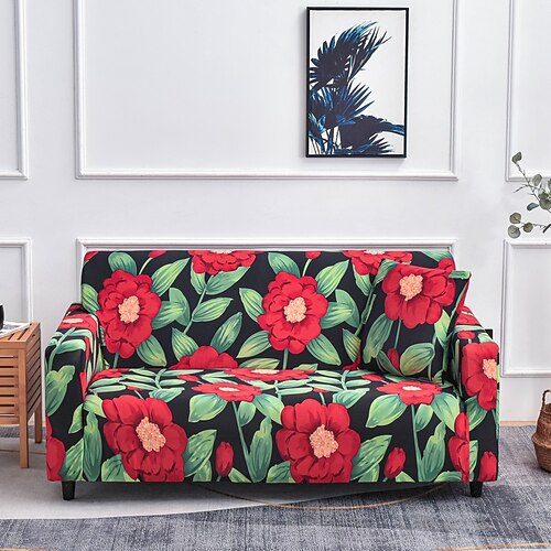 Sofabezug, elastischer Sofabezug mit geometrischem Blumenmuster, bedrucktes Muster, Möbelschutz, L-förmig, für Schlafzimmer, Büro, Wohnzimmer, Wohnkultur Image