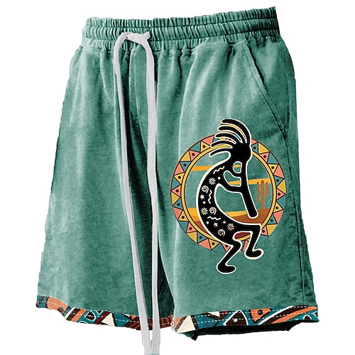 Herren Kokopelli Badehosen Badeshorts Boardshorts Mittlere Taille Hawaiianisch Ethnisch Lässig Ferien Strand Kordelzug mit Mesh-Futter Elastischer Bund Designer Bekleidung Image