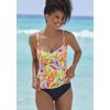 Bügel-Tankini-Top S.OLIVER "Mallorca", Damen, Gr. 42, Cup D, gelb (gelb, bedruckt), Recycling-Polyamid, bedruckt, Bikini-Oberteile, mit Wickeloptik