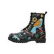 Schnürboots DOGO "Damen Boots" Gr. 36, Normalschaft, schwarz (schwarz, blau) Damen Schuhe Schnürstiefeletten Vegan