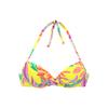 Push-Up-Bikini-Top S.OLIVER "Mallorca", Damen, Gr. 40, Cup C, gelb (gelb, bedruckt), Recycling-Polyamid, bedruckt, Bikini-Oberteile, in Wickeloptik