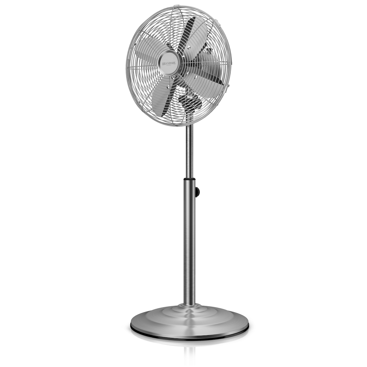 Brandson Standventilator 35W mit Oszillation 80 Grad im Chrom Design, 30 cm Rotor, höhenverstellbarer Standfuß, 3 Geschwindigkeiten, 30 Grad neigbar Image