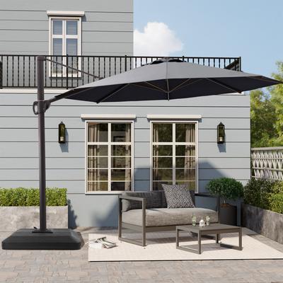 Outdoor 11 ft Round Offset Cantilever Patio Umbrella with Base