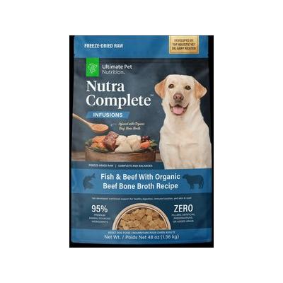 Ultimate Pet Nutrition Nutra Complete Plus Bone Broth Fish & Beef Grain-Free Freeze-Dried Raw Dog Food, 48-oz bag