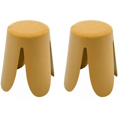 2er Set stapelbare Hocker, strukturierter Bouclébezug - Sweeek Image