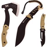 YUMIAO Tactical Blade Bundle - Includes Our Tactical Knife Survival Axe and Kukri Machete for Bushcraft Camping Hiking & Hunting
