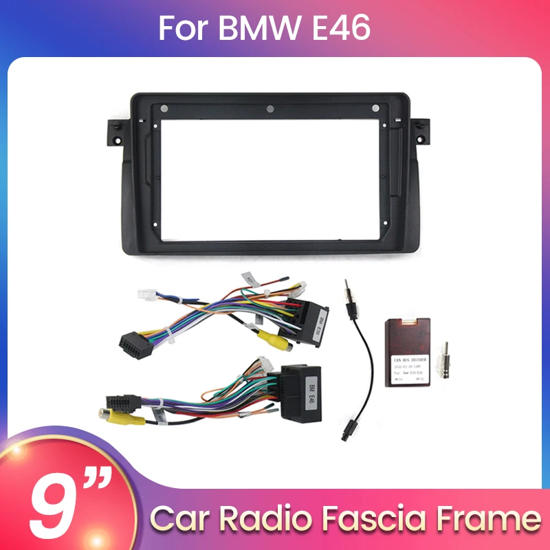 Auto DVD Player Rahmen Fascia Adapter Canbus Box Decoder für BMW E46 M3 318/320/325/330/335 Android Radio Dash Fitting Panel Kit Image