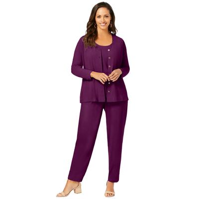 Plus Size Women's 4-Piece Stretch Knit Wardrober by The London Collection in Dark Berry (Size 22/24)