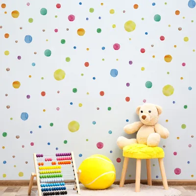 Bunter Punktaufkleber für Wohnzimmer, Kinderzimmer, Dekoration, selbstklebender Wandkunst-Aufkleber zum Selbermachen Image