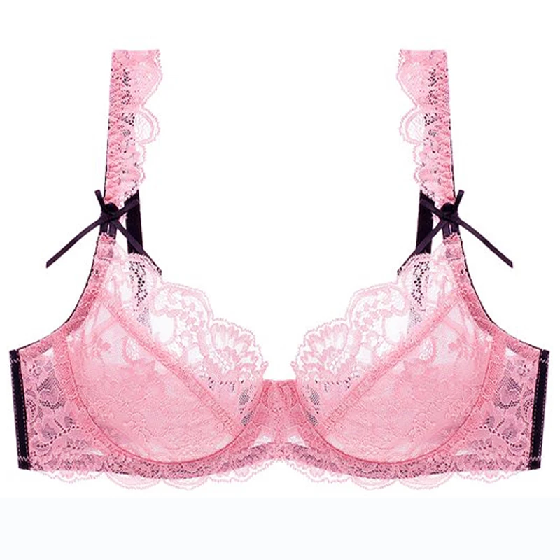 Soutien-gorge sexy en dentelle pour femmes, bonnet ABCDE, sous-vêtements en maille transparente, lingerie féminine push-up fine, nouvelle collection 2024