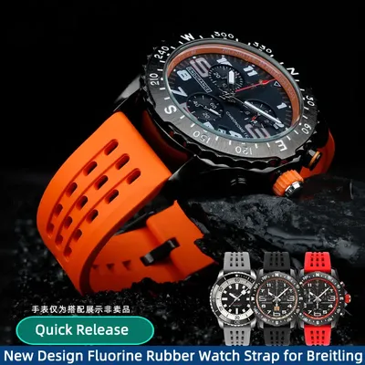 Neues Design Premium-Qualität poröse Struktur Schnell verschluss Fluor kautschuk Uhren armband 20mm 22mm für breit ling Outdoor-Sport armband Image