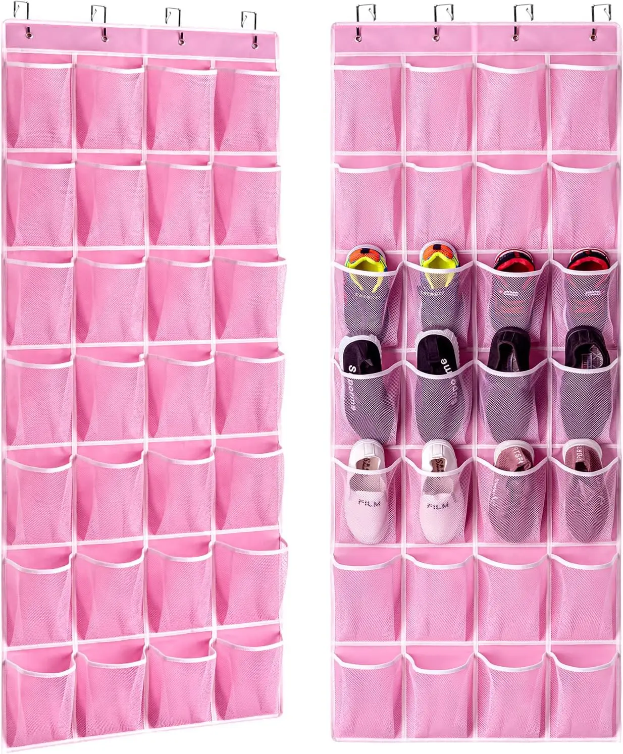 Schuh-Organizer mit 28 Taschen über der Tür, großes Fassungsvermögen, hängendes Schuhregal mit 4 Metallhaken für Aufbewahrungshalter