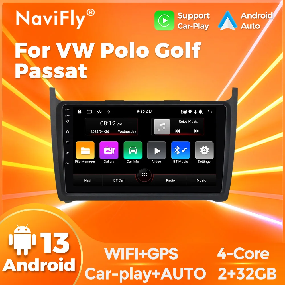 Navifly kabelloses Carplay Android Auto Autoradio für Volkswagen Polo 5 Limousine 2013-2018 Multimedia-Player GPS-Navigation Image