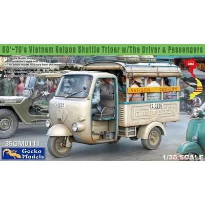 Gecko modelle 35 gm011 1 1/35 60-70 vietnam saigon shuttle tricar w/der fahrer & passagiere Image