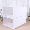 6 stücke Schuhe Box Schublade Typ Schuhkarton verdicken transparente Schuhe Organizer-Proof Schuhe Display Box (weiß, zufällige Rahmen farbe)