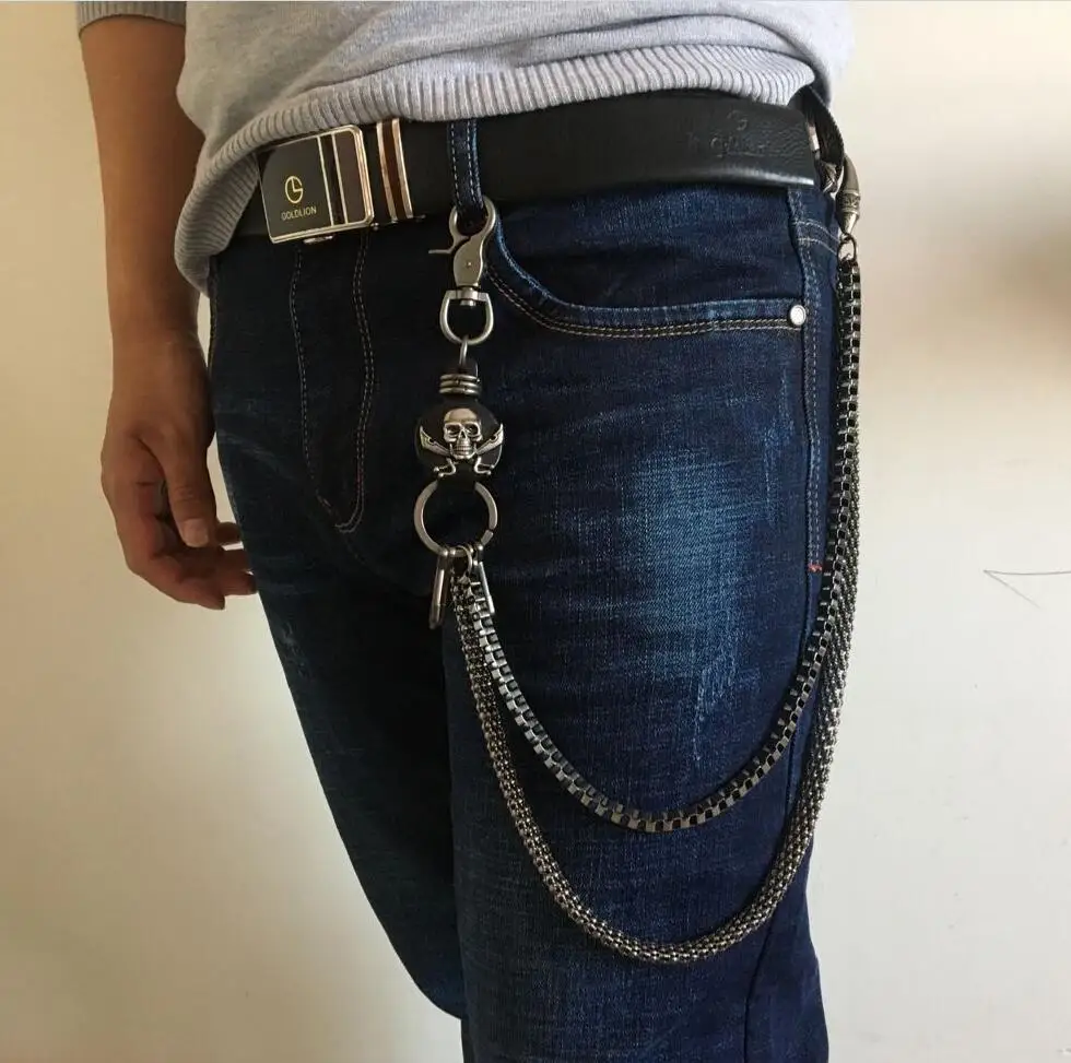 Fashion Punk Hip-hop Trendy Gürtel Taille Kette Multilayer Männlichen brieftasche kette Hosen Kette Männer Jeans Punk schwarz Metall hosen Ketten