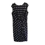 Ralph Lauren Dresses | Lauren Ralph Lauren Polka Dot Tricot Midi Dress Cap Sleeve Ruching Size 18w | Color: Black/White | Size: 18w