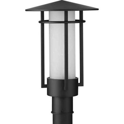 Progress Lighting 246441 - 1 Light Black with Etched Opal Glass Exton Post Top Light Fixture (ONE-LIGHT MODERN TEXTURED BLACK OUTDOOR POST LANTERN LIGHT (P540097-031))