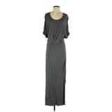 Summer and Sage Casual Dress - Maxi Crew Neck Short Sleeve: Gray Dresses - Women's Size Small