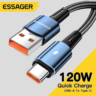 Essager 120W USB Type C Cable Super Fast Charge 67W Cable Quick Charge 6A For Xiaomi 12Pro Redmi K50