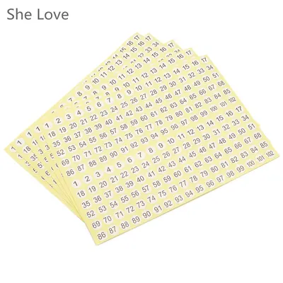Chzimade 5 Sheet White Round Numbers 1-102 Self Adhesive Sticker Embossing Labels Scrapbooking