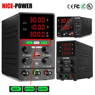 Adjustable DC Lab Power Supply Laboratory Bench Power Supply 30V 10A Power Source Voltage Regulator 120V60V For Battery Charging