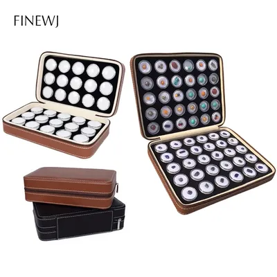 Portable Gemstone Collector Zipper Bag Charms Colorful Gems Display Round Box Storage Container