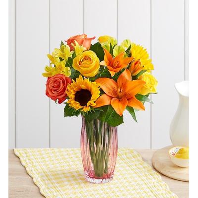 1-800-Flowers Flower Delivery Summer Sunshine Bouquet W/ Pink Vase