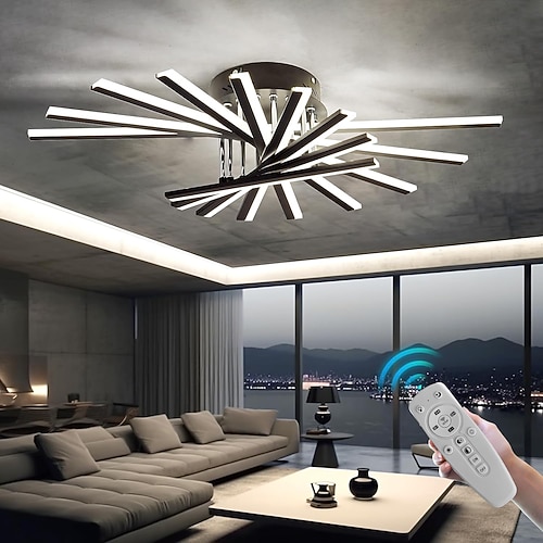LED-Deckenleuchten aus Acryl mit optionaler Fernbedienung 5-flammig 7-flammig und 9-flammig modern dimmbar eingebetteter Kronleuchter Acryl-Deckenleuchte geeignet für Küche Esszimmer Wohnzimmer Image