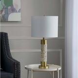 Everly Quinn 25.5" Antique Brass Table Lamp Set Metal/Stone in Gray/White | 25.5 H x 13 W x 13 D in | Wayfair 6742A855007E4D3B888BA98CA6811B21