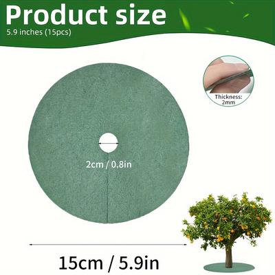 TEMU 15pcs Reusable Non-woven Tree Mulch Rings - Green Control Barrier Mats For Root Protection, Ideal For Indoor & Outdoor Gardens, , Garden Mulch Mat|decorative Tree Rings|durable Mulc Image