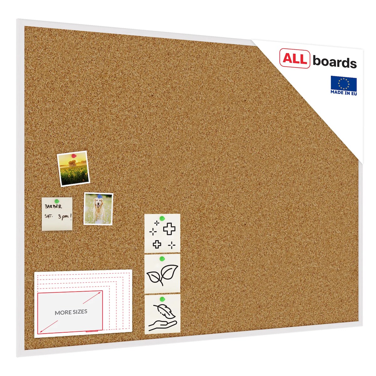 Allboards Pinnwand mit weißem Naturholzrahmen 120x90cm Image
