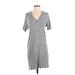 Rag & Bone Casual Dress - Shift V Neck Short Sleeve: Gray Marled Dresses - Women's Size X-Small