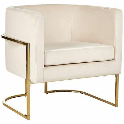 Sessel Beige Polsterbezug aus Samtstoff mit Metallgestell in Gold halbrunde Form Glamouröser Edler Image