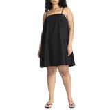 Plus Size Women's Relaxed Square Neck Mini Dress by ELOQUII in Black Onyx (Size 20)