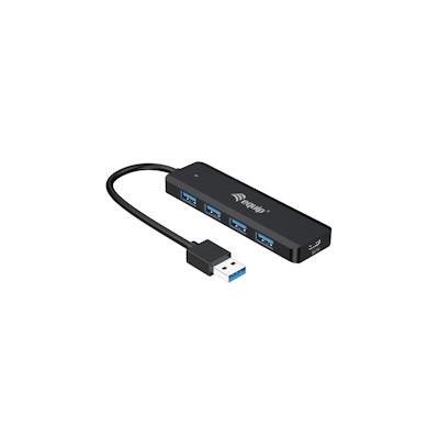 Equip USB-Hub 4-Port 3.0 ->4x3.0+USBC Ada. o.Netz schwarz - Hub - 4-Port