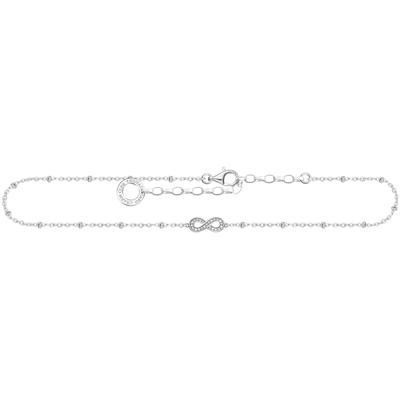 Fußkette THOMAS SABO "Infinity/Undenlichkeitsschleife, AK0029-051-14-L27V" Gr. 27, silber (silberfarben, kristallweiß, k