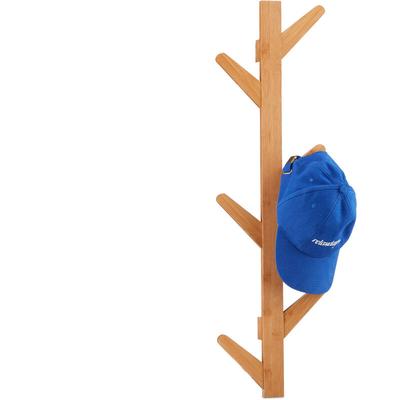 Wandgarderobe aus Bambus, 6 Haken, Garderobe, Kleiderhaken für Bad und Flur, HxBxT: 78 x 22 x 7 cm, Image