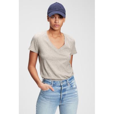 Gap Womens Grey Vintage 100% Organic Cotton V Neck Short Sleeve T-Shirt - Grey