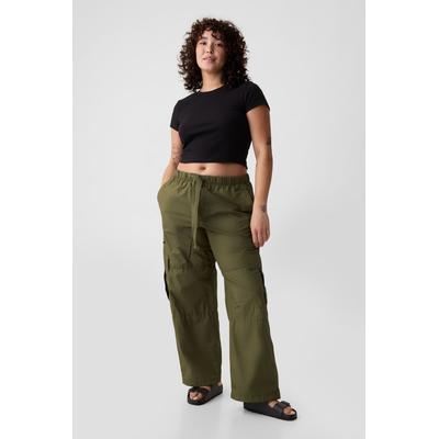 Gap Womens Green Cotton Mid Rise Cargo Parachute Trousers - Green