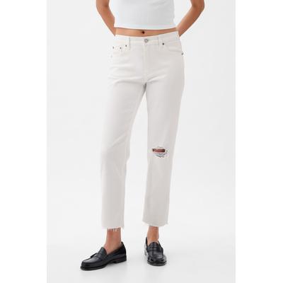 Gap Womens White High Waisted Cheeky Straight Leg Ripped Jeans - White