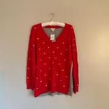 J. Crew Sweaters | Jcrew Red & Gold Women’s Sweater V-Neck Lp | Color: Gold/Red | Size: Lp