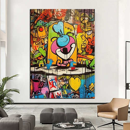 Hang-Ölgemälde Handgemalte Vertikal Pop-Art Straßenkunst Vintage Modern Fügen Innenrahmen Image