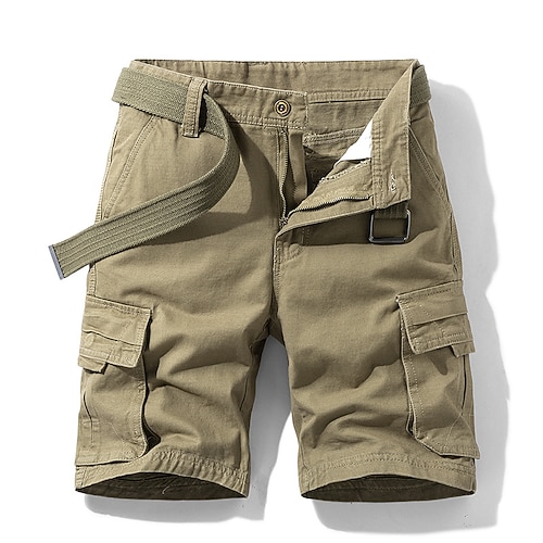 Herren Taktische Shorts Cargo Shorts Kurze Hosen Shorts Kurze Hosen Knopf Tasche Glatt tragbar Kurz Outdoor Täglich Campen und Wandern Modisch Klassisch Schwarz Armeegrün Image