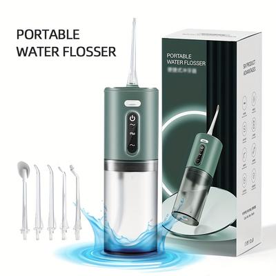 1 Set Electric Water Flossers For Teeth, Dental Oral Irrigator With Jet Tips Nozzles, Waterproof Teeth Brush Kit At Home And Travel Father's Day Gift