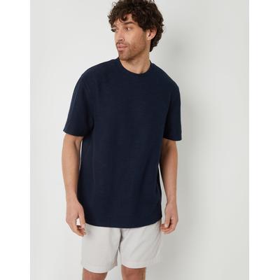 Threadbare Men's Navy Textured Relaxed Fit T-Shirt