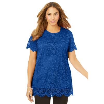Plus Size Women's Stretch Lace Tunic by Jessica London in Dark Sapphire (Size 18/20)