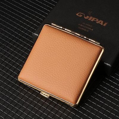 Premium Genuine Leather Cigarette Case, Metal Frame, Magnetic Closure, Elegant Design for Men, Holds 20 Cigarettes